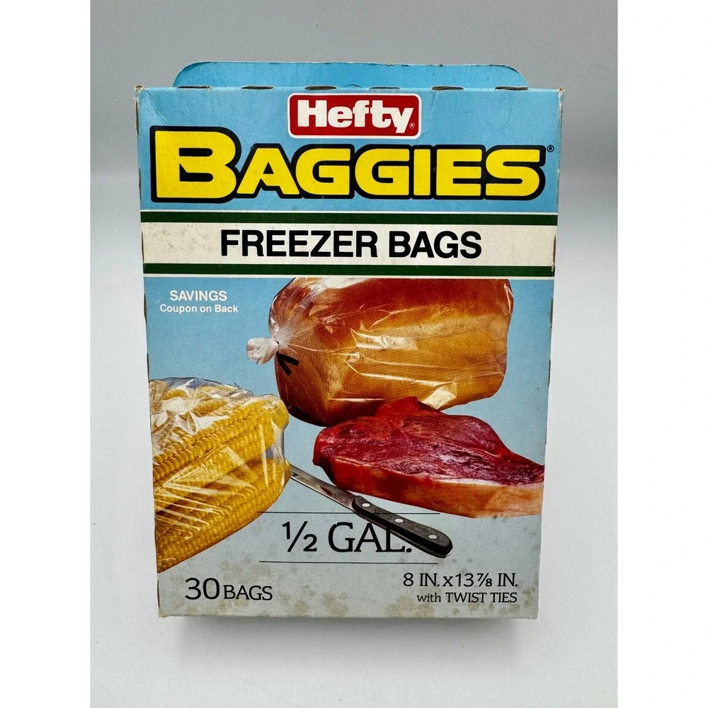 Vintage Hefty Baggies Freezer Bags 1/2 Gal 30ct Sealed 1970s 1980s Retro Prop
